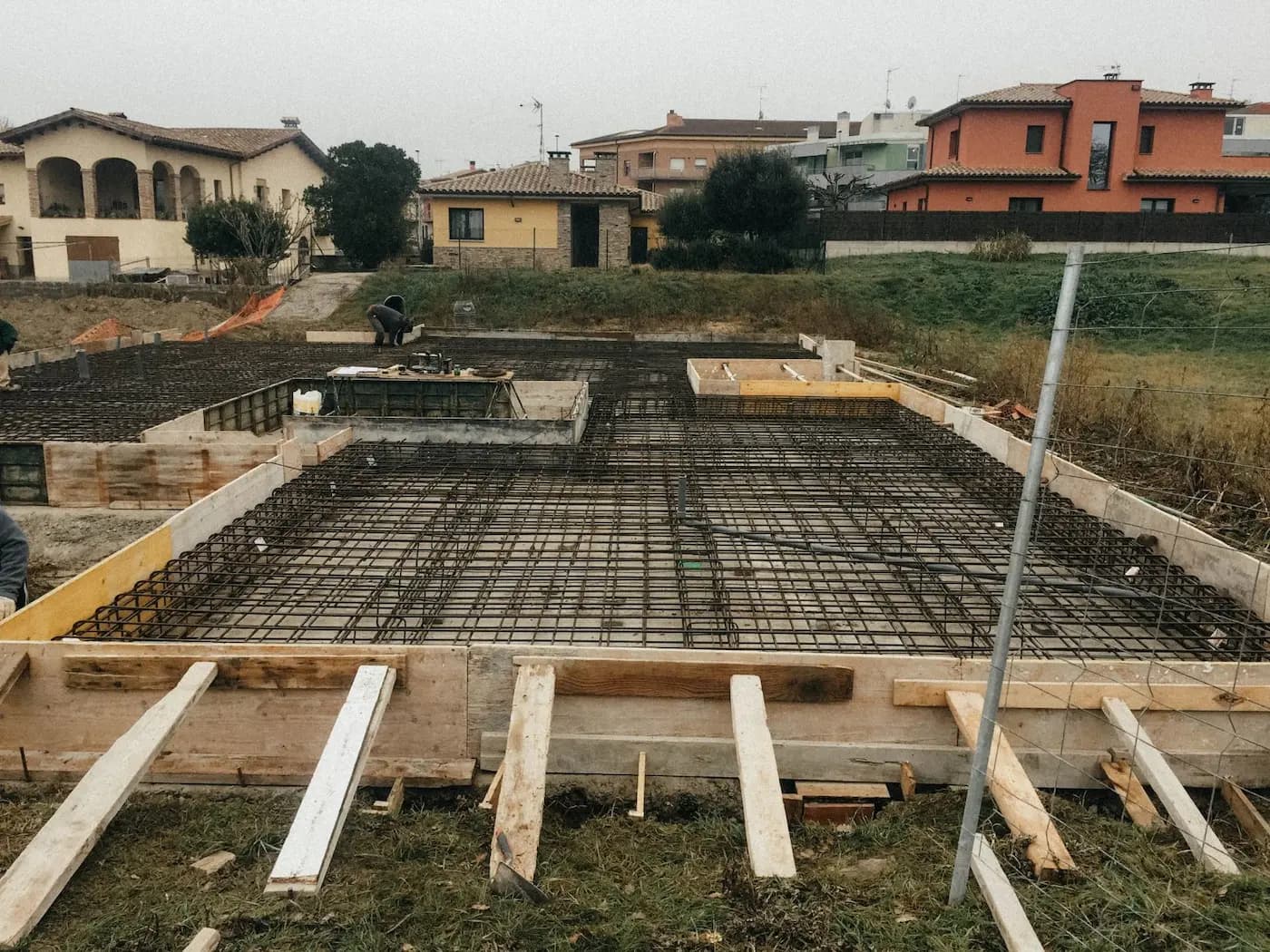 Fonamentació d'una casa en construcció