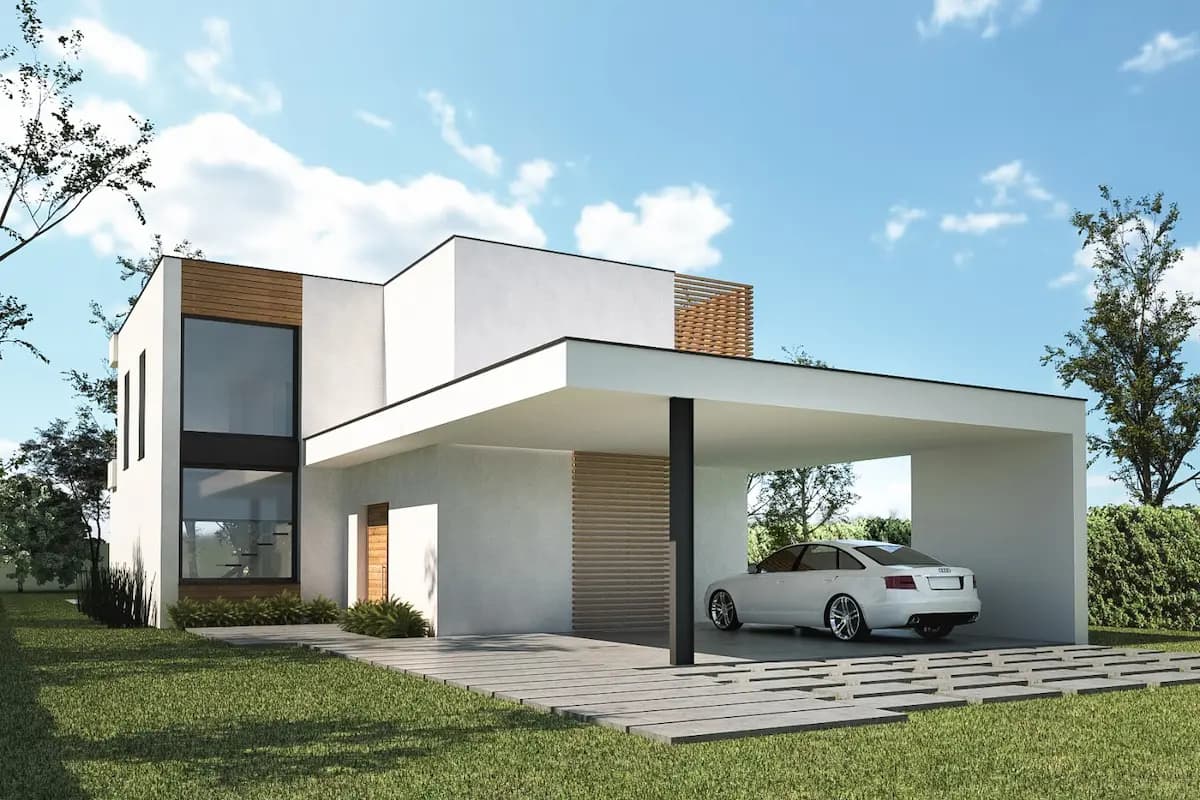 Casa de fusta amb estil contemporani