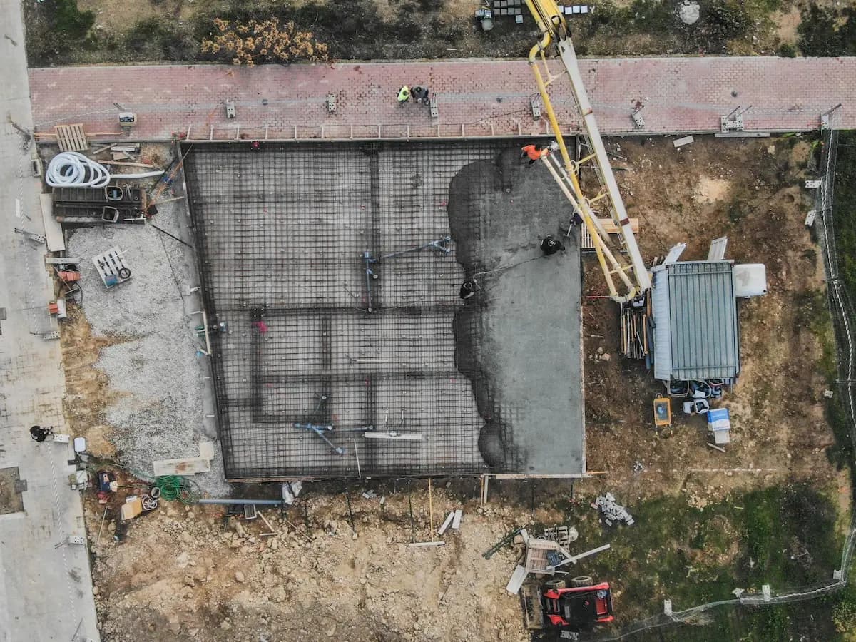 Vista aèria de la llosa de fonamentació